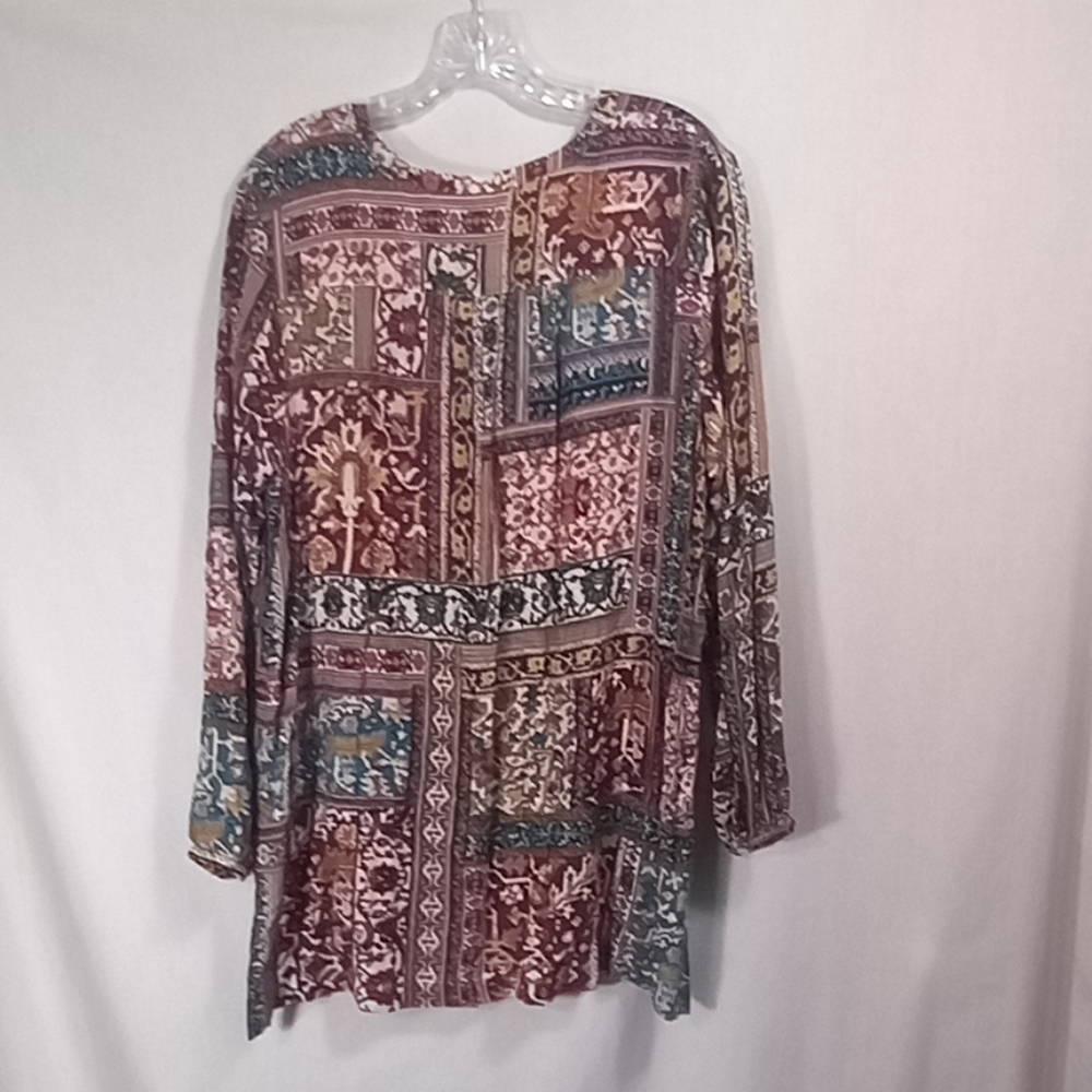 J.Jill Multicolored Patchwork Button Down Tunic L… - image 3